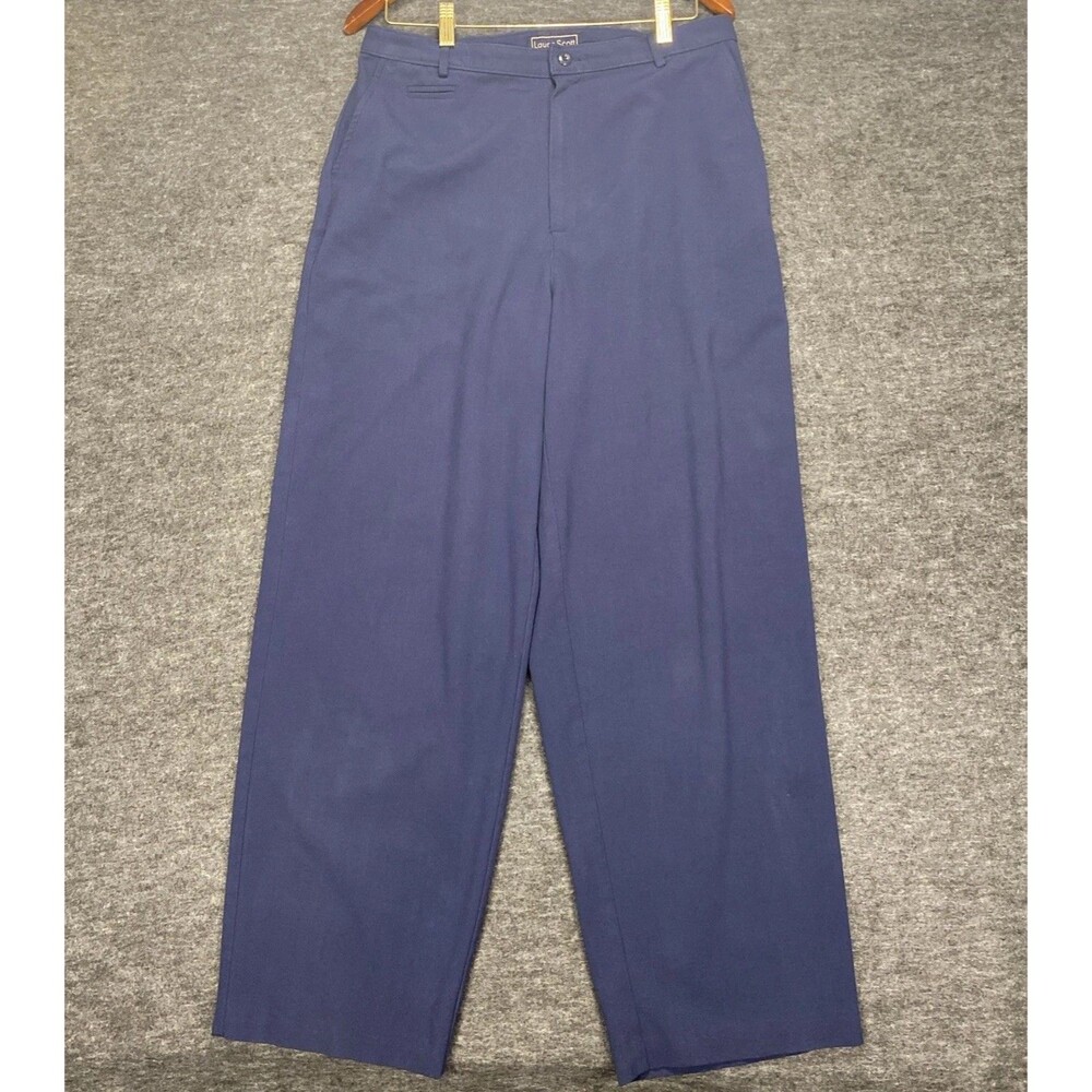 Laura Scott Women’s Size 16 Wide Leg Dress Pants Navy Blue Pockets Stretch VTG